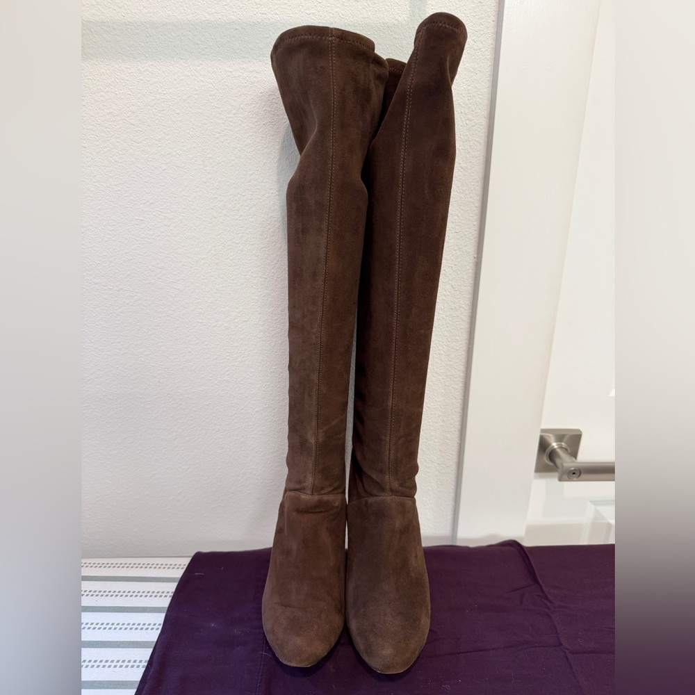 Cole Haan / Nike Air Brown Suede Stretchy Knee Height Boots - 6.5B - Picture 3 of 6